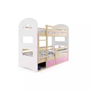 Dětská patrová postel Dominik - 2 osoby, 80x190 s úložným prostorem – Grafit, Zelená