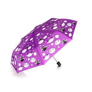 Deštník měnící barvu 52 cm, fialový s kočičkami