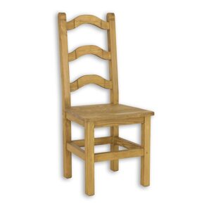 Židle z borovice KT705, šířka: š46, výška: š105, hloubka: g50 (Barva dřeva: Anticky bílá)
