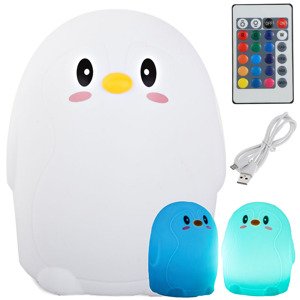 Dětská noční lampa LED tučňák RGB USB dálkové ovládání