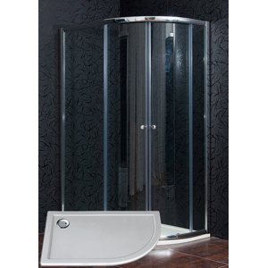 Sprchový kout čtvrtkruhový nástěnný KLASIK 120 x 90 cm čiré sklo s vaničkou z litého mramoru STONE levé provedení