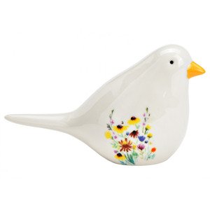 Bílý porcelánový ptáček BIRD FLORAL