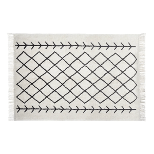 Černobílý bavlněný koberec se vzorem DELFT 120 x 170 cm