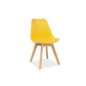 Žlutá židle s bukovými nohami KRIS