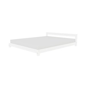 Benlemi Dvoulůžková dřevěná postel COMFY ve scandi stylu Rozměr: 160x200 cm, Zvolte barvu hranolů: Bílá, Zvolte barvu ploch: Bílá