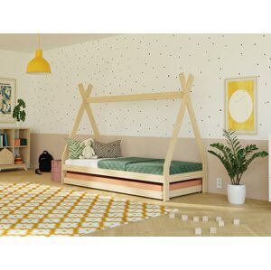 Benlemi Rostoucí dětská postel SWITCH 2v1 ve tvaru teepee s přistýlkou Zvolte barvu: Béžová, Zvolte rozměr: 90x160 cm