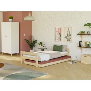 Benlemi Rostoucí dřevěná jednolůžková postel SWITCH 2v1 s čely a přistýlkou Zvolte barvu: Nelakovaná, Zvolte rozměr: 80x160 cm