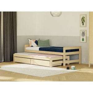 Benlemi Jednolůžková postel SIMPLY 90x200 3v1 s přistýlkou a 2 úložnými šuplíky Zvolte barvu: Tmavě šedá