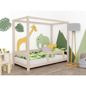 Benlemi Dětská postel s nebesy a bočnicí BUNKY Zvolte barvu: Béžová, Rozměr: 140x200 cm
