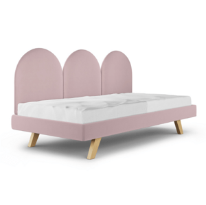 MINKO Čalouněná jednolůžková postel PANELS do dětského pokoje Zvolte barvu: Růžová, Zvolte rozměr: 90x200 cm