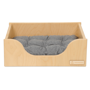 Animood Dřevěný pelíšek MARTI s šedým polštářem Rozměr: L