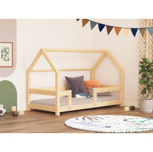 Benlemi Dětská postel domeček TERY se zábranou Zvolte barvu: Pastelově růžová, Zvolte rozměr: 70x160 cm, Zvolte zábranu: Se dvěma zábranami