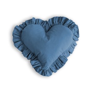 SenLove Bavlněný dekorační polštář s volánky SRDCE Zvolte barvu: Modrá