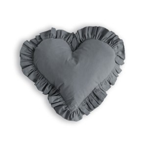 SenLove Bavlněný dekorační polštář s volánky SRDCE Zvolte barvu: Tmavě šedá