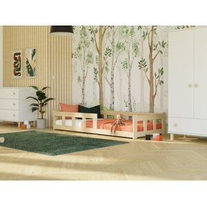 Benlemi Nízká jednolůžková postel FENCE 4v1 se zábranou Zvolte barvu: Pastelově růžová, Zvolte rozměr: 120x200 cm, Zvolte zábranu: S jednou zábranou