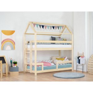Benlemi Domečková patrová postel MONTY pro dvě děti Zvolte barvu: Bílá, Zvolte šuplík: Bez šuplíku, Zvolte výšku: 222 cm
