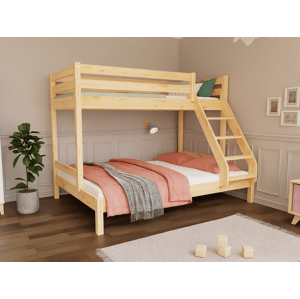 Tartak Meble Patrová postel ze dřeva ARARAT pro 3 osoby 90x200 cm, 140x200 cm Zvolte barvu: Transparentní lazura