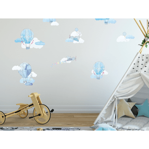 Pastelowe Love Nálepky na stěnu do dětského pokoje BALÓNY modré
