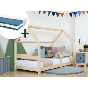 Benlemi Domečková postel TERY s bočnicí 90x200 cm + matrace METROPOLIS Zvolte barvu: Béžová
