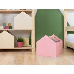 Benlemi Dřevěný úložný box HOUSE ve tvaru domečku Zvolte barvu: Růžová