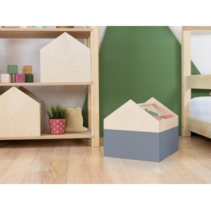 Benlemi Dřevěný úložný box HOUSE ve tvaru domečku Zvolte barvu: Tmavě šedá, pololakovaná