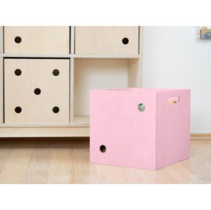 Benlemi Dřevěný úložný box DICE s čísly ve stylu hrací kostky Zvolte barvu: Růžová, Varianta: Dvojka