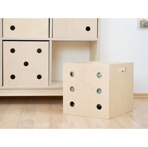 Benlemi Dřevěný úložný box DICE s čísly ve stylu hrací kostky Zvolte barvu: Nelakovaná, Varianta: Šestka