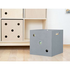 Benlemi Dřevěný úložný box DICE s čísly ve stylu hrací kostky Zvolte barvu: Tmavě šedá, Varianta: Trojka