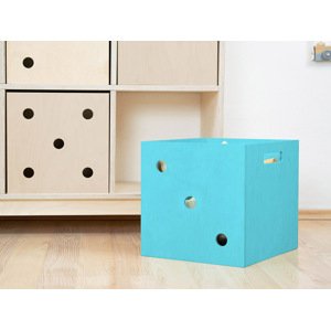 Benlemi Dřevěný úložný box DICE s čísly ve stylu hrací kostky Zvolte barvu: Tyrkysová, Varianta: Trojka