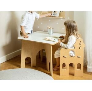 Myminihome Dětský stůl RONDO + dětská židle se skluzavkou Zvolte barvu: Béžová, Varianta: S jednou židlí