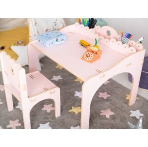 Myminihome Dětský stolek EMMA s pastelkovníky + židle Zvolte barvu: Růžová