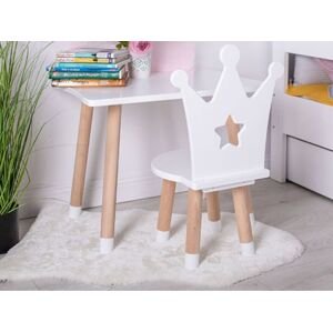 Manibox Dětský dřevěný stůl s židlí KORUNKA + jméno ZDARMA